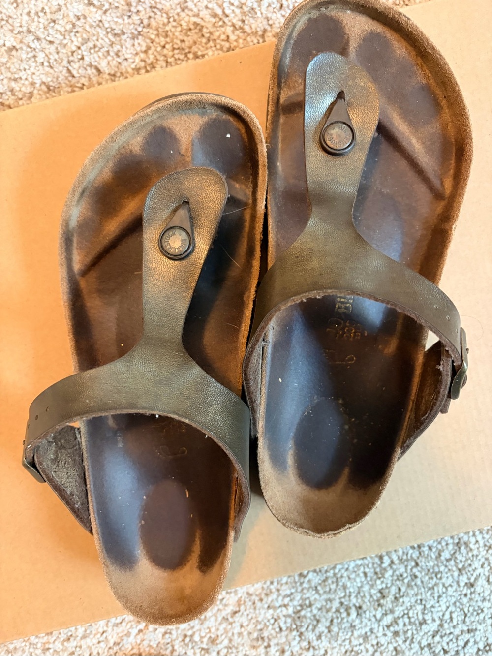 Birkenstock Olive Green Toe-Post Sandals with Buckle